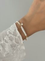 Bransoletka z perłą biwa i błyszczącą cyrkonią - obrazek 2
